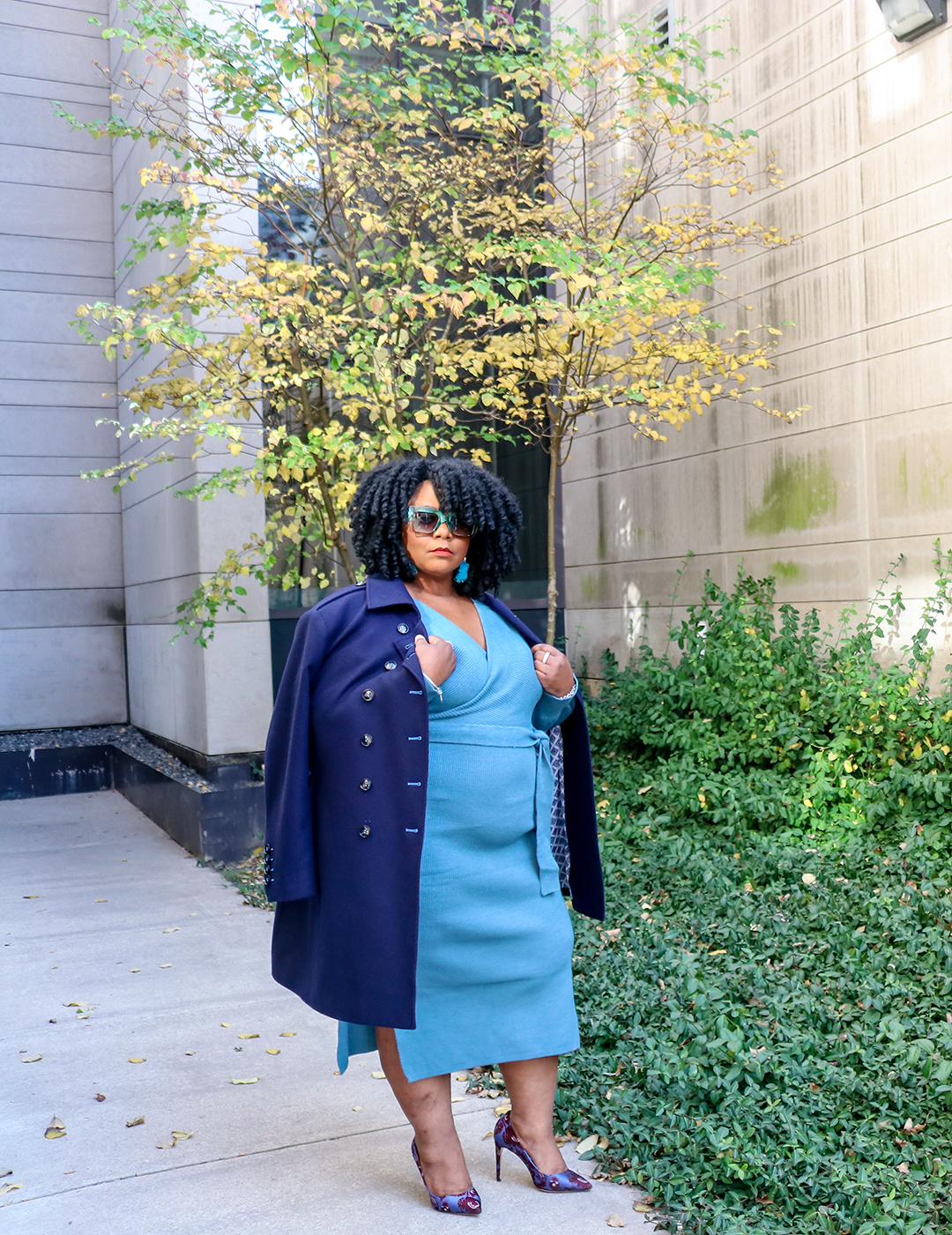 Sumissura Blue Wool Coat with Hidden Buttons